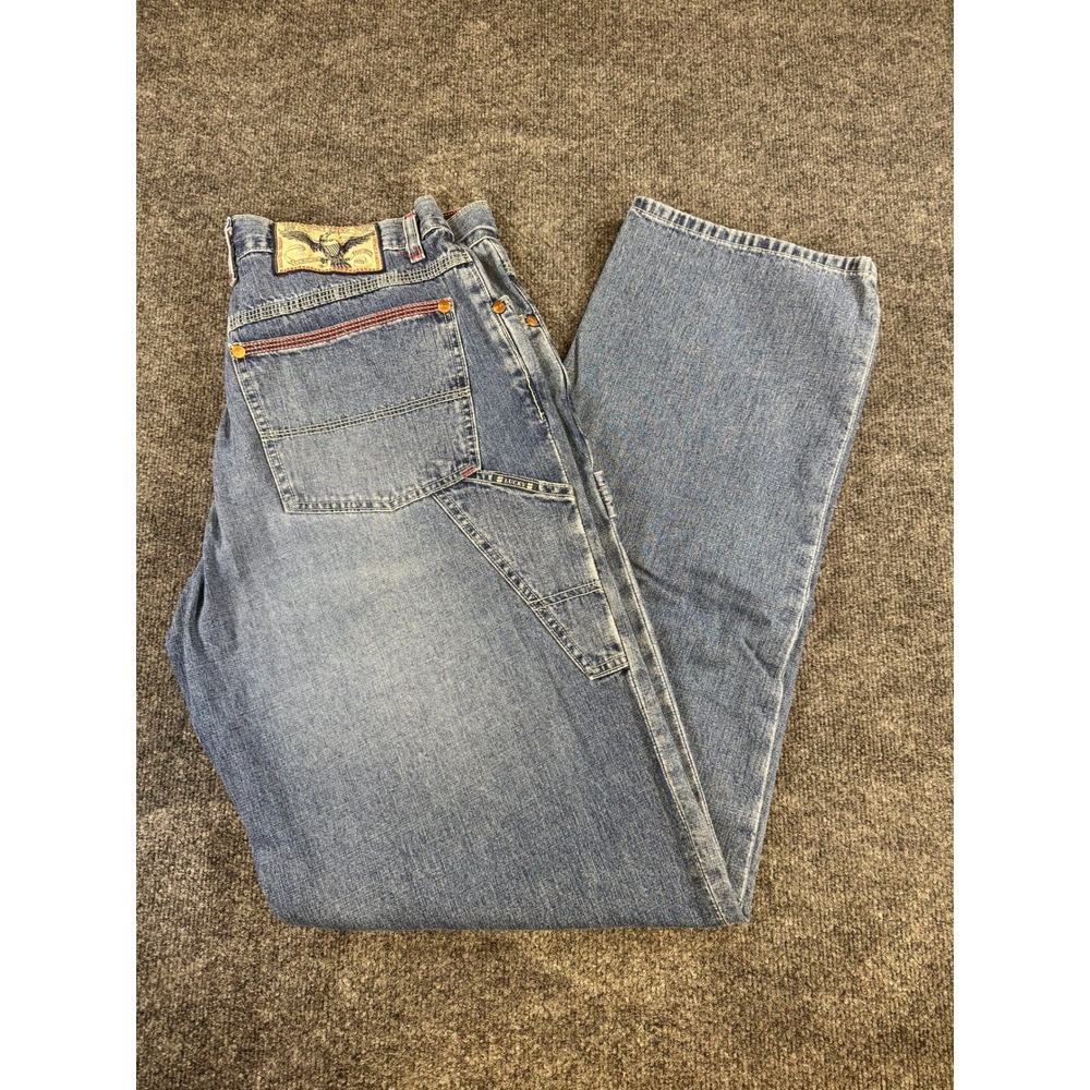 Vintage‎ Lucky Brand Carpenter Jeans USA Made Red Stitch Dungarees Mens 34 Y2K